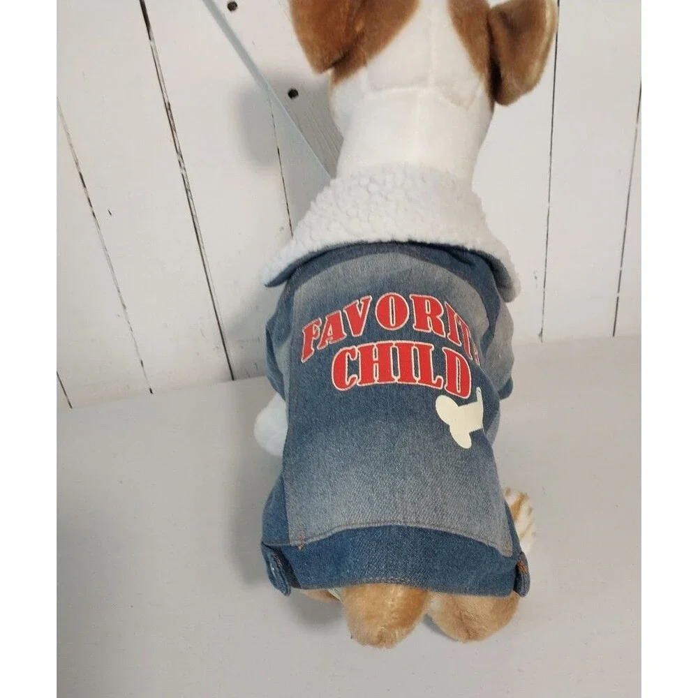 Favorite Child Washed Denim Retro Dog Pullover Jacket Size Small